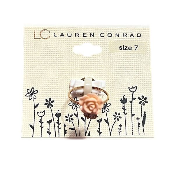 LC Lauren Conrad Jewelry - 🤯5/$20🤯 LC Lauren Conrad Pink Rose Rhinestone Gold Tone Ring Size 7 NWT